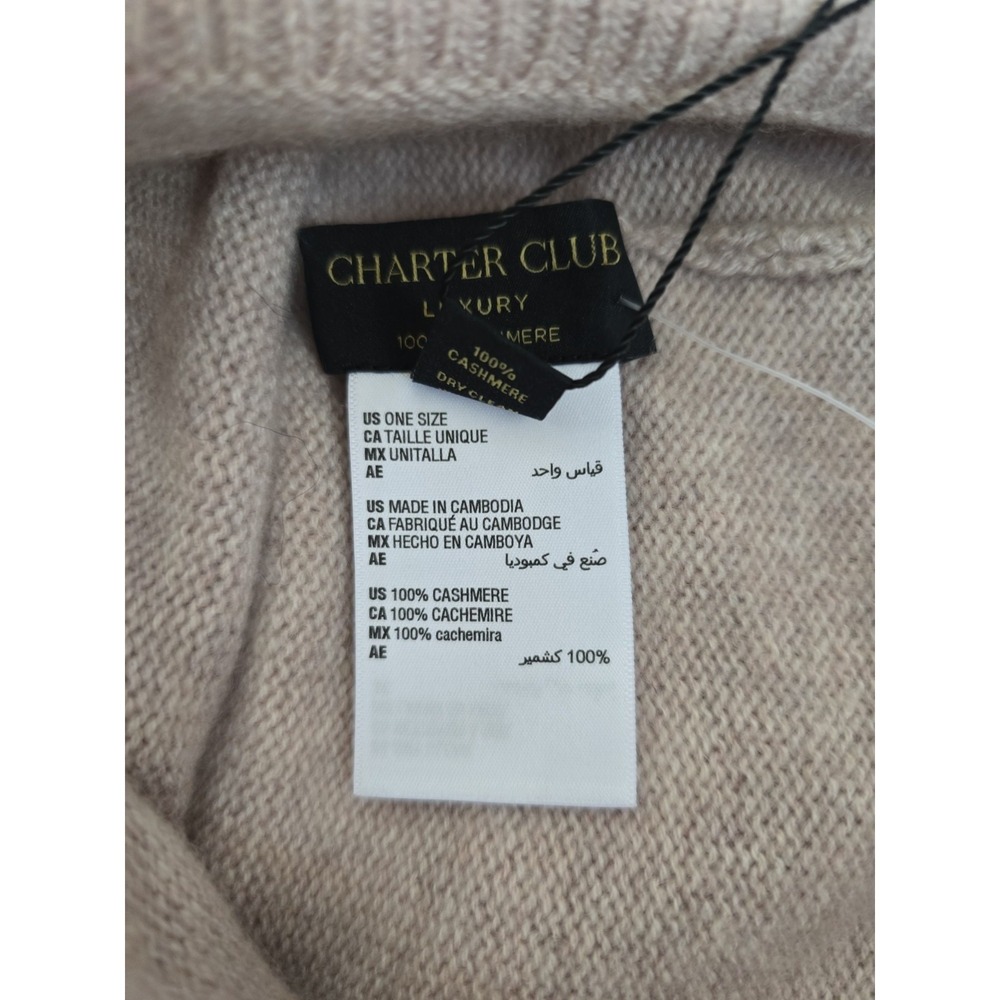 Charter Club Luxury 100% Cashmere Cuffed Beanie CC Pearl Taupe Heather Hat NWT - Picture 5 of 7